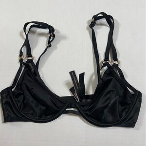 Victoria's Secret Very Sexy Unlined Plunge Black strappy gold size 34C